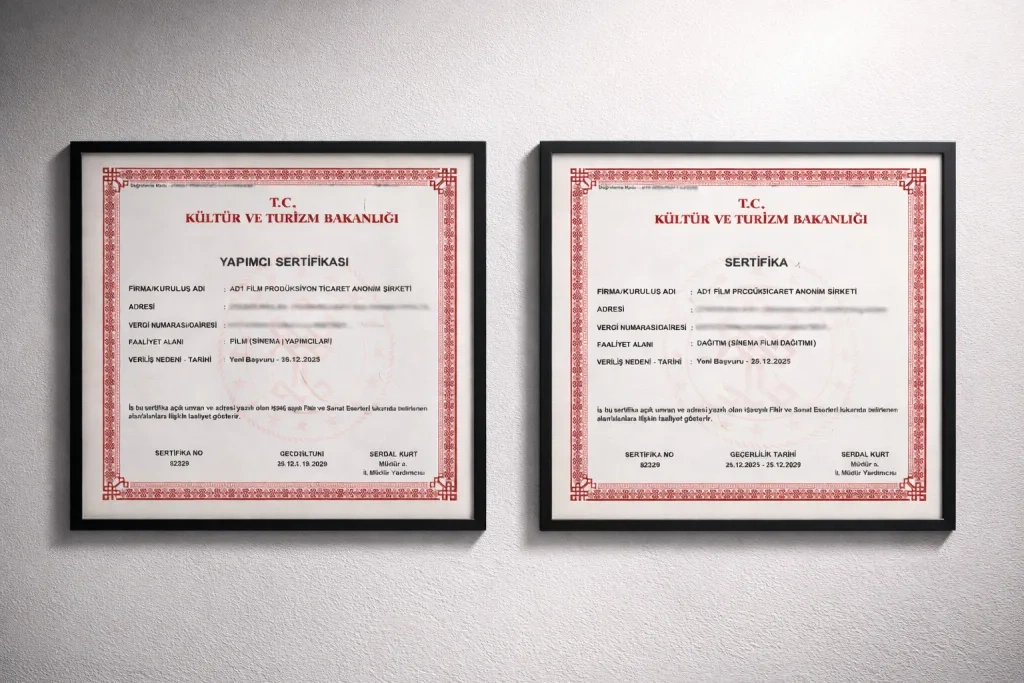 桃乃木影视制作许可证书展示